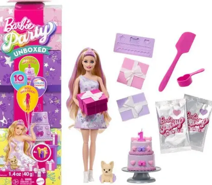 Barbie party unboxed ruskeat hiukset