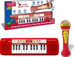 Bontempi kosketinsoitin ja mikrofoni