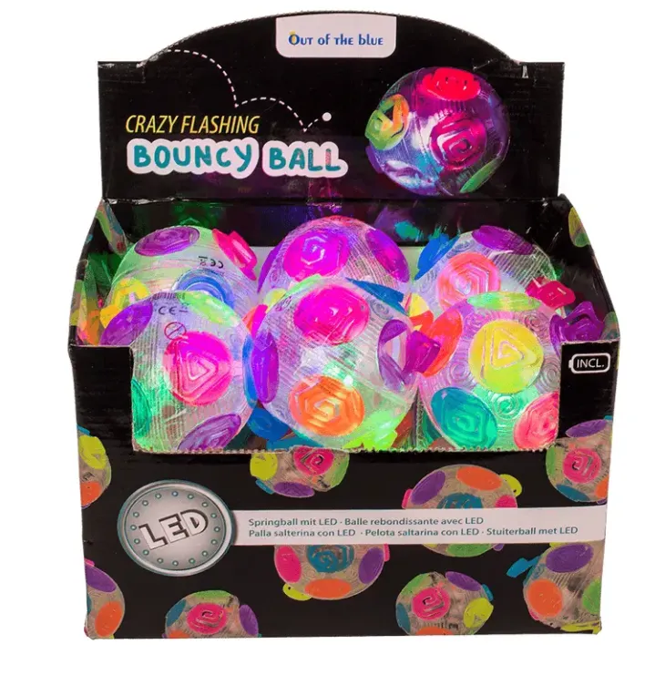 Crazy flashing bouncy ball rainbow 8cm