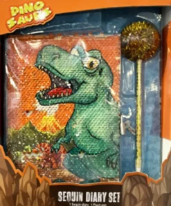 Dinosaurus päiväkirja ja kynä paljetti