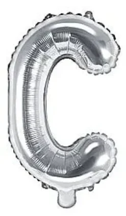 Foliopallo c kirjain 35cm hopea