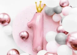 Foliopallo numero 1 pinkki kruunu