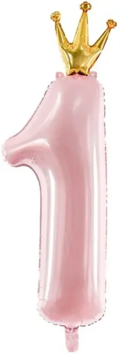 Foliopallo numero 1 pinkki kruunu