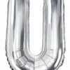 Foliopallo u kirjain 35cm hopea