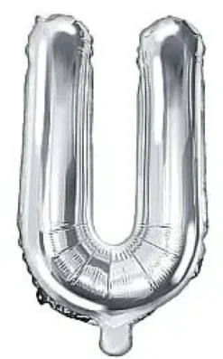 Foliopallo u kirjain 35cm hopea
