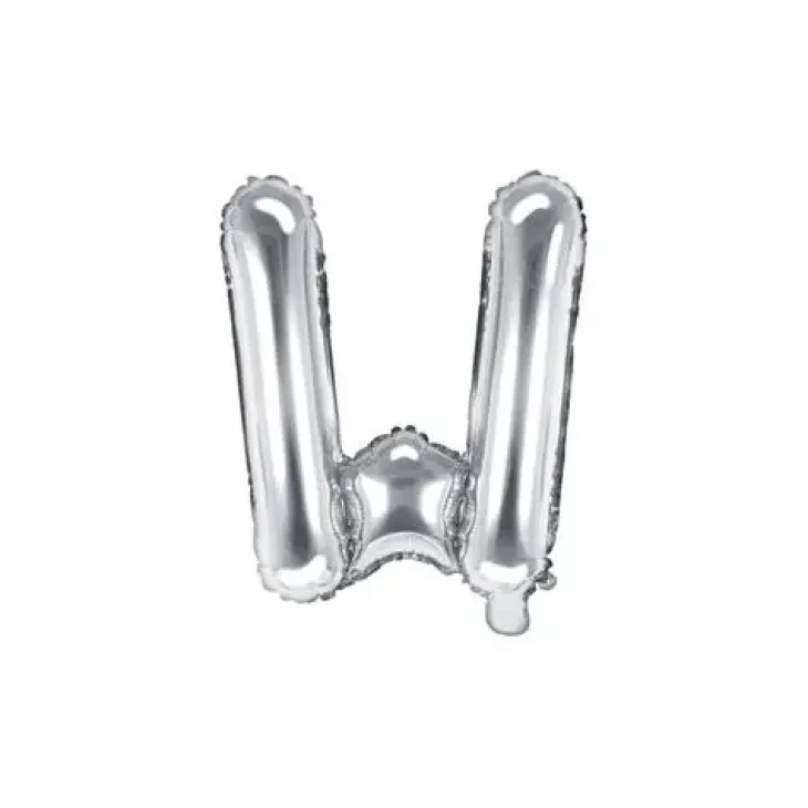 Foliopallo w kirjain 35cm hopea