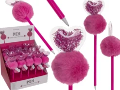 Glitter sydän pom pom kynä