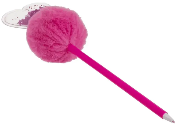 Glitter sydän pom pom kynä