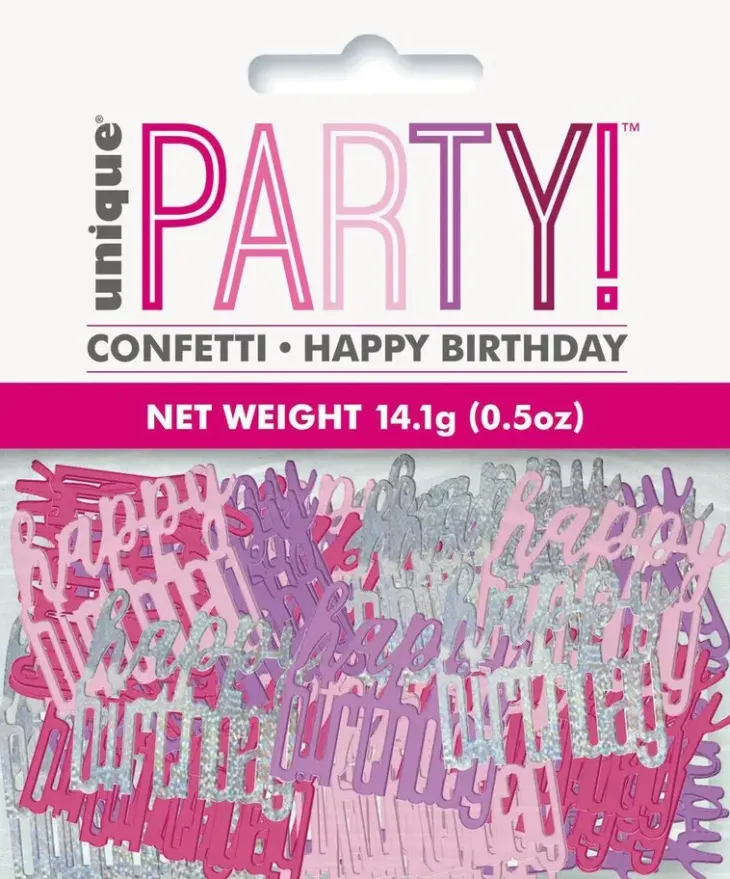Happy b-day confetti pinkki