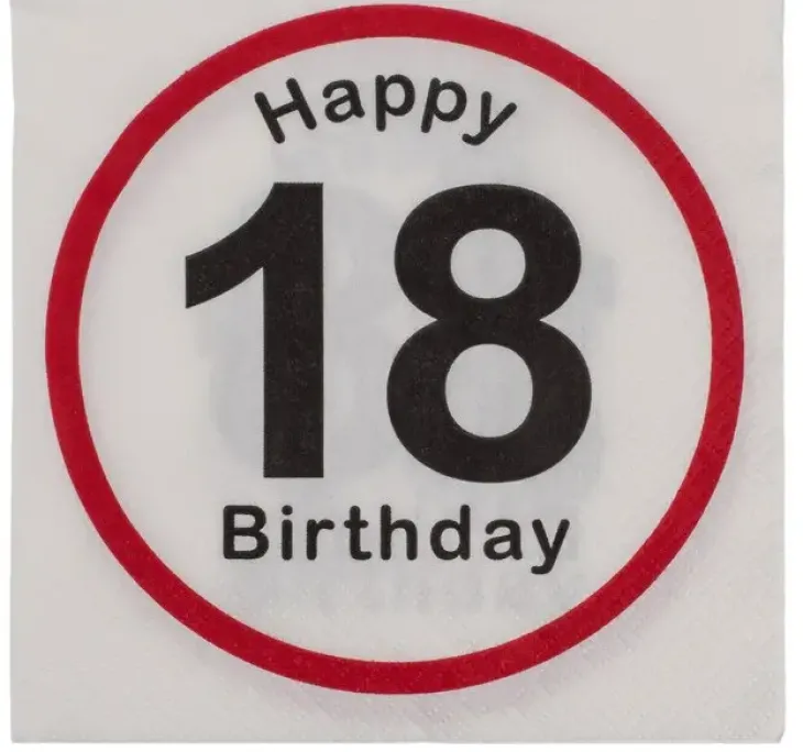 Happy birthday 18 lautasliina 20 kpl