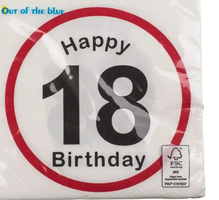 Happy birthday 18 lautasliina 20 kpl