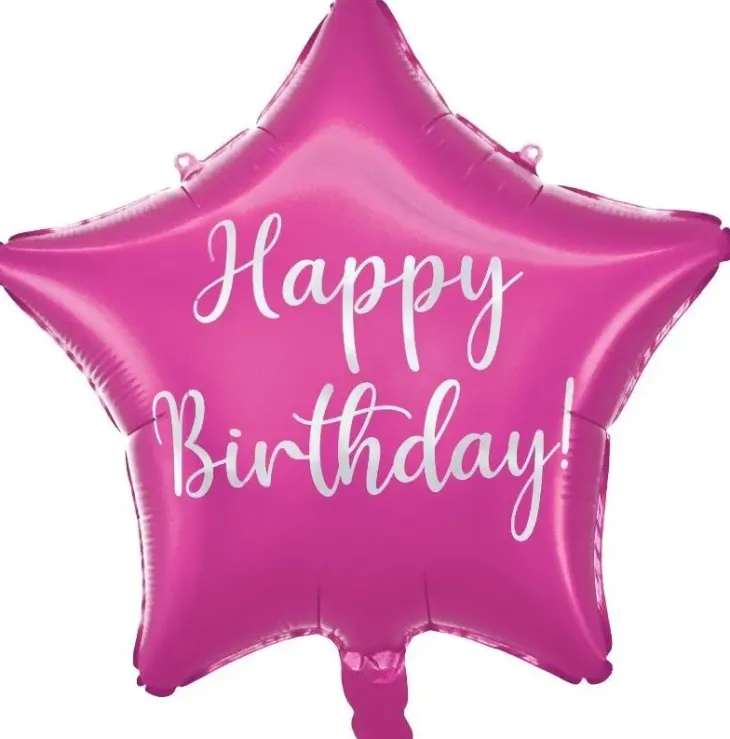 Happy birthday pinkki tähtifoliopallo