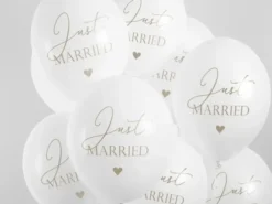 Ilmapallo 30cm valk. just married 6kpl