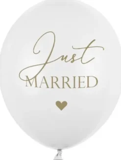 Ilmapallo 30cm valk. just married 6kpl