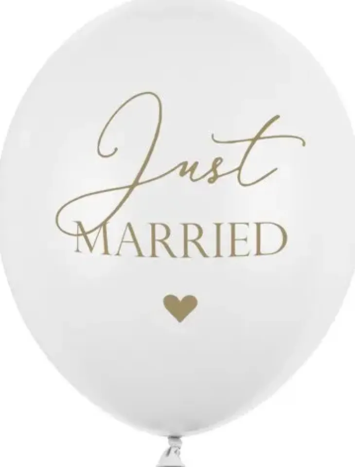 Ilmapallo 30cm valk. just married 6kpl