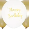 Ilmapallot happy b-day valko/kulta 6kpl