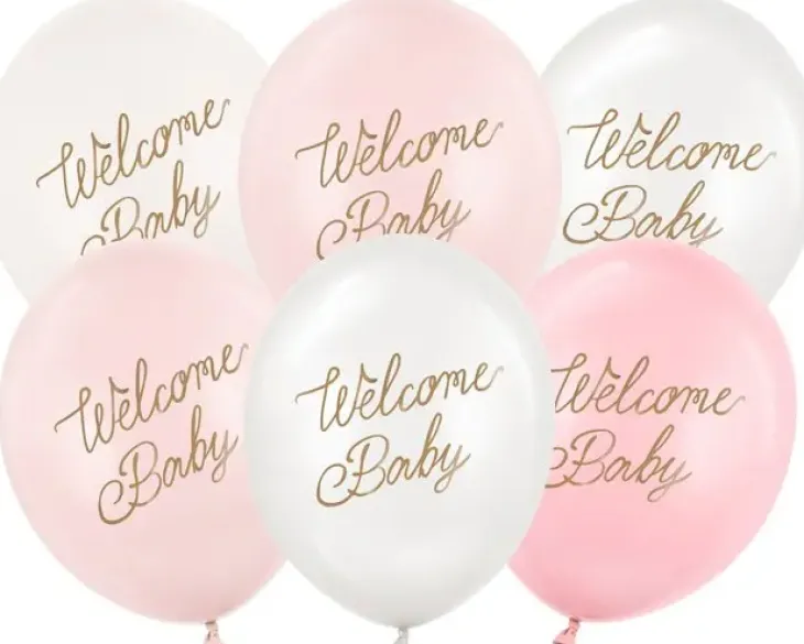 Ilmapallot welcome baby pinkki 6kpl