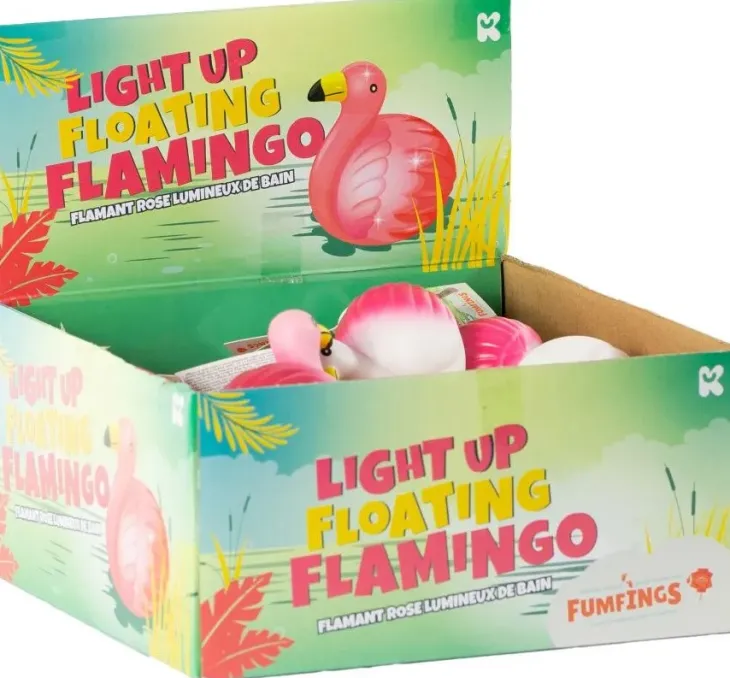 Kelluva flamingo vilkkuvilla valoilla