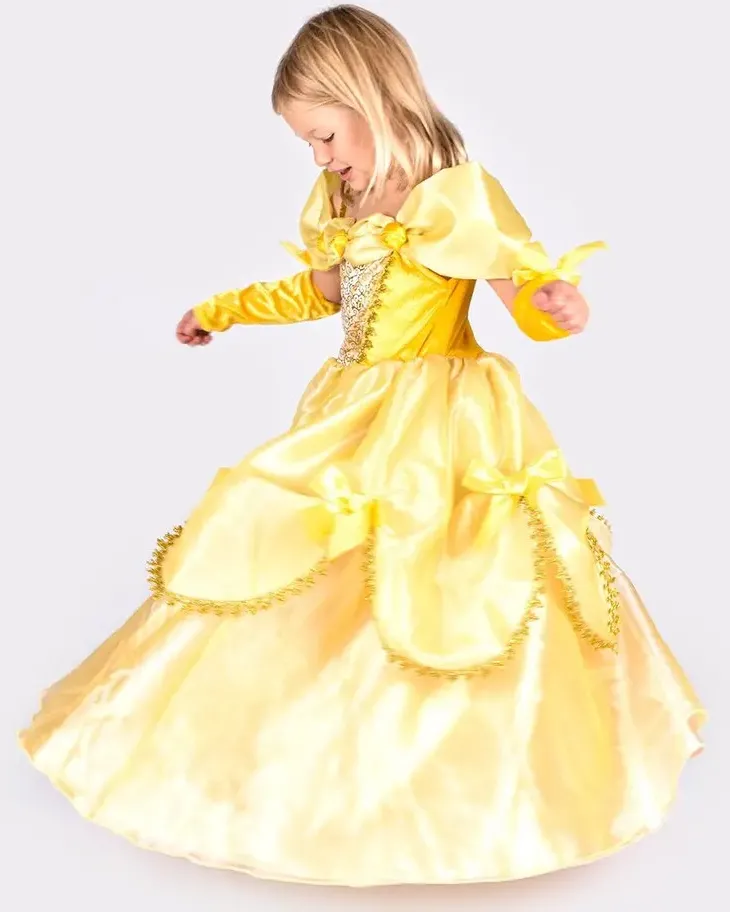 Keltainen prinsessamekko 122-128 cm