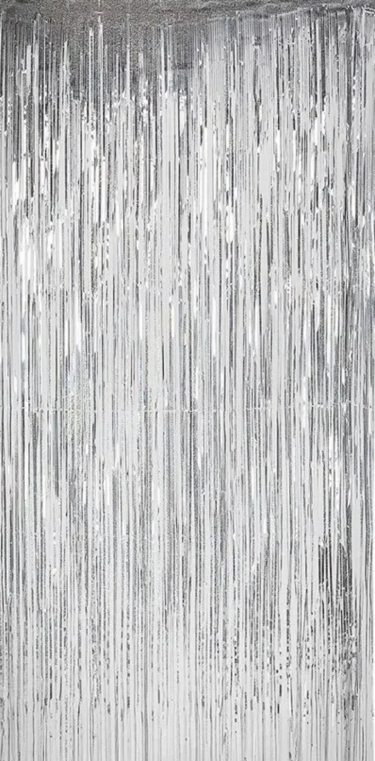 Koristeverho hologrammi hopeinen 92x240