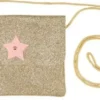 Käsilaukku gold glitter pink star