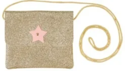 Käsilaukku gold glitter pink star