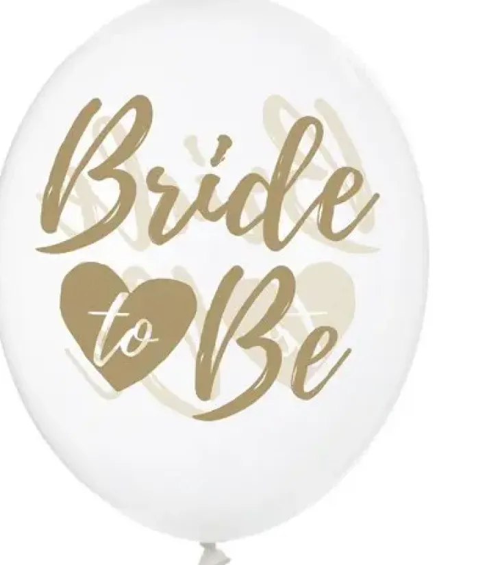 Kumipallot 30cm bride to be kulta 6kpl