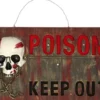 Kyltti poison keep out valolla 50x30