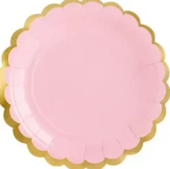 Lautaset pinkki/kulta 6kpl
