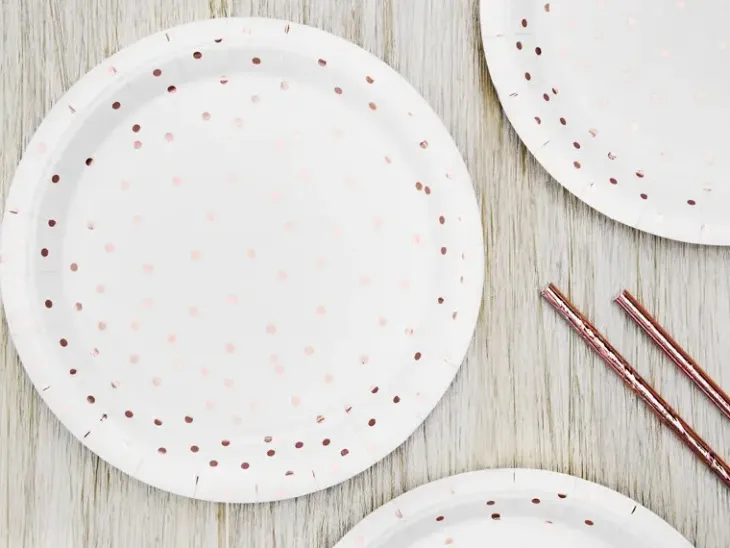 Lautaset ruusukulta pilkullinen 6kpl