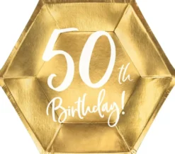 Lautaset 50th birthday kulta 6kpl
