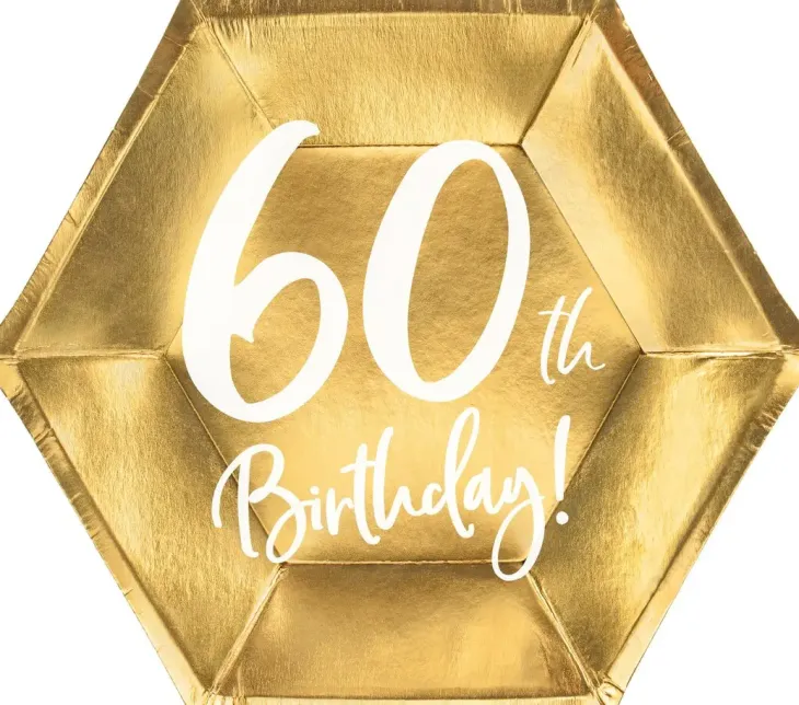 Lautaset 60th birthday kulta 6kpl