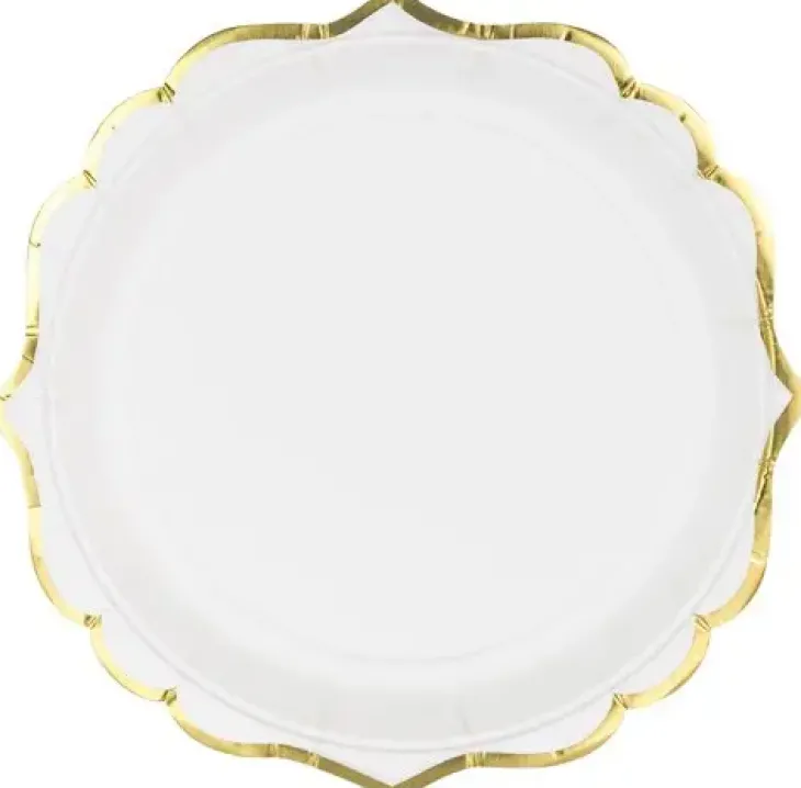 Lautaset valko/kulta 18,5cm 6kpl