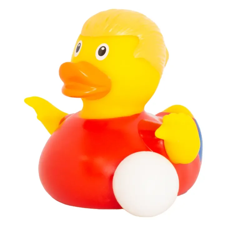 Lilalu naisjalkapallonpelaaja kumiankka