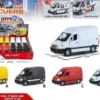 Metallinen pakettiauto valoilla