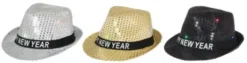 Newyear paljettihattu led valot musta