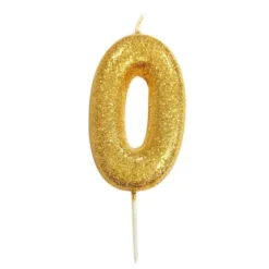 Numerokynttilä 0, glitterkultainen