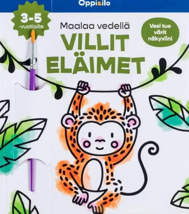 Oppi ja ilo maalaa vedellä villieläimet