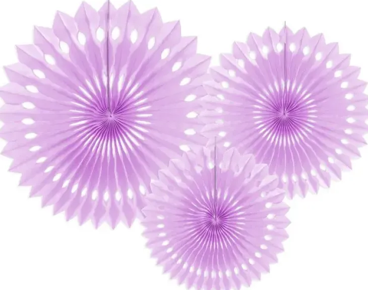 Paperiviuhkat vaalea violetti 3kpl 20-30