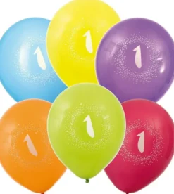 Syntymäpäiväilmapallot numero 1 6kpl