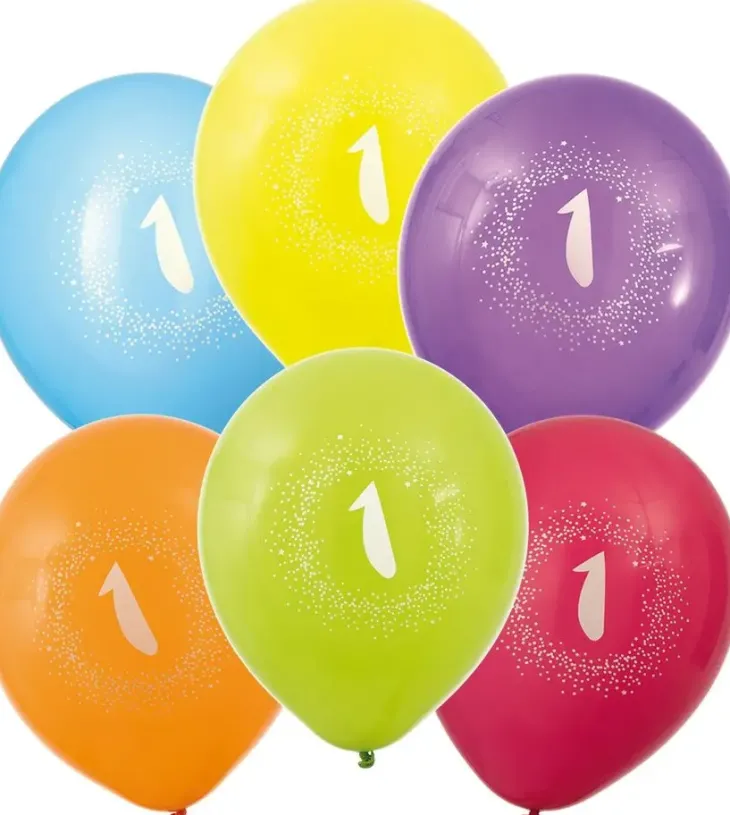 Syntymäpäiväilmapallot numero 1 6kpl