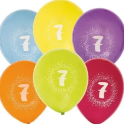 Syntymäpäiväilmapallot numero 7 6kpl