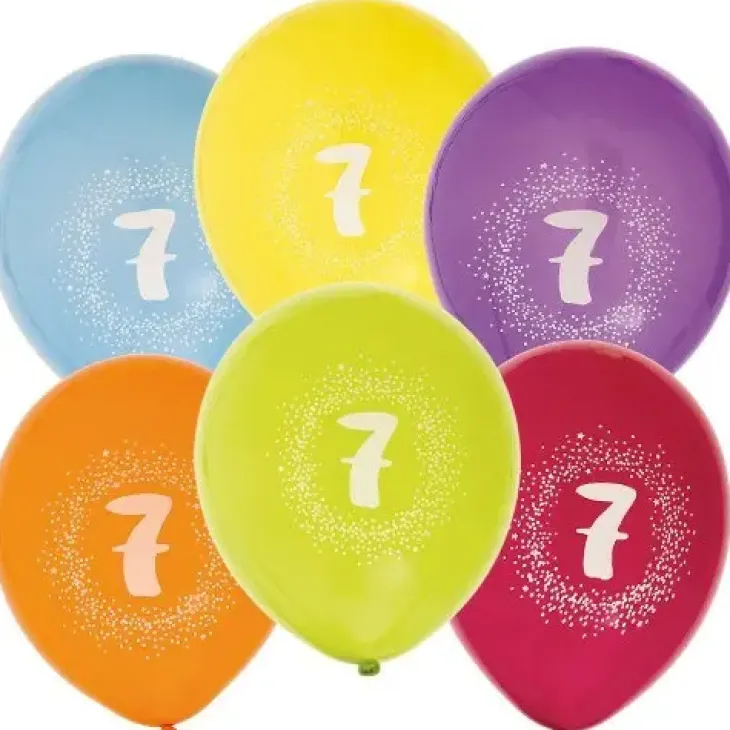 Syntymäpäiväilmapallot numero 7 6kpl