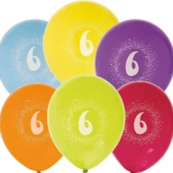 Syntymäpäiväilmapallot numero 6 6kpl