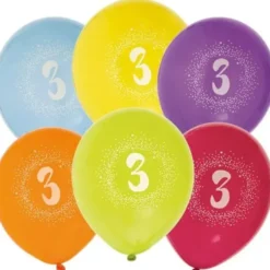 Syntymäpäiväilmapallot numero 3 6kpl