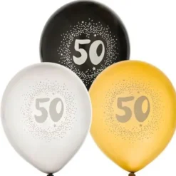 Syntymäpäiväilmapallot numero 50 6kpl