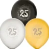 Syntymäpäiväilmapallot numero 25 6kpl