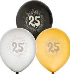 Syntymäpäiväilmapallot numero 25 6kpl