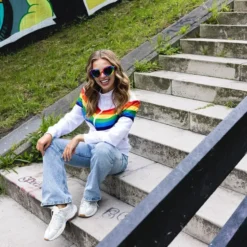 Tuulipuvuntakki vintage rainbow babe l
