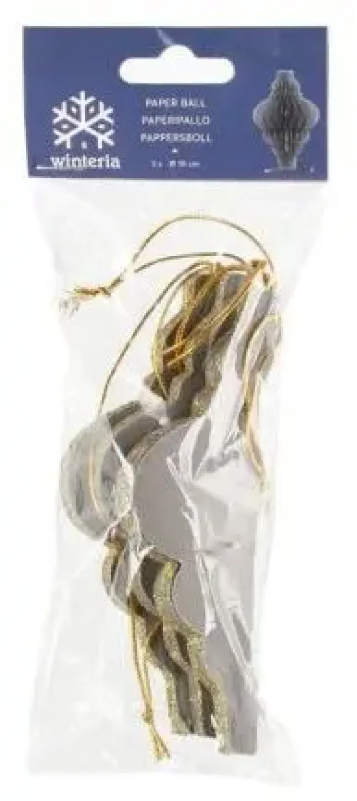 Winteria harmaa paperipallo 3kpl 10cm